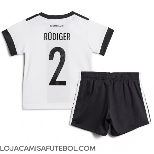 Camisa de Futebol Alemanha Antonio Rudiger #2 Equipamento Principal Infantil Mundo 2022 Manga Curta (+ Calças curtas)
